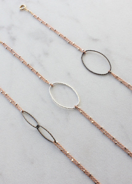 Link Bracelet | Rebecca Scott Jewelry | Handmade Jewelry | Oval Ring Bracelet | Rose Gold | Everyday Jewelry | Simple Bracelet | Oxidized Silver | Rose Gold Jewelry | Minimal Jewelry | shop small