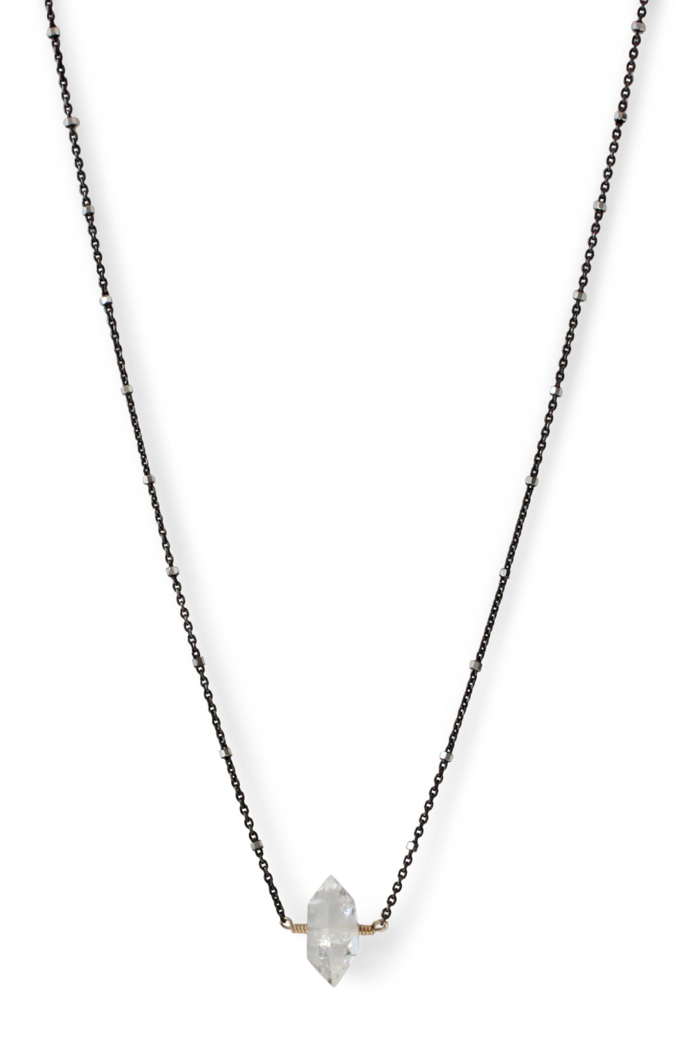 Herkimer Diamond Necklace | REBECCA SCOTT JEWELRY | Simple Everyday Jewelry | Black Silver Sparkle Chain