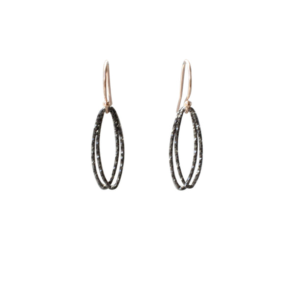 Marquise Link Earrings in Black Silver