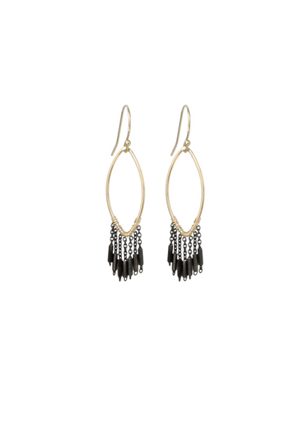 Marquise Link Earrings with Chain Fringe Small