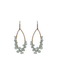 Marquise Link Gemstone Cluster Hoop Earrings in Ruby