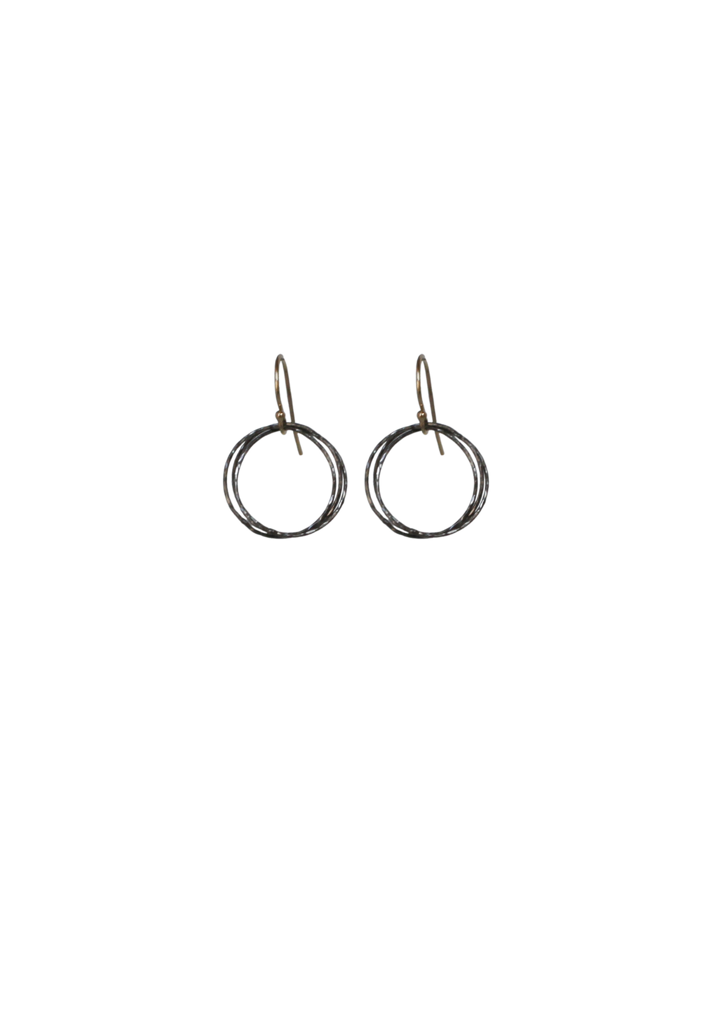 Triple Ring Drop Earrings in Black Oxidized Silver