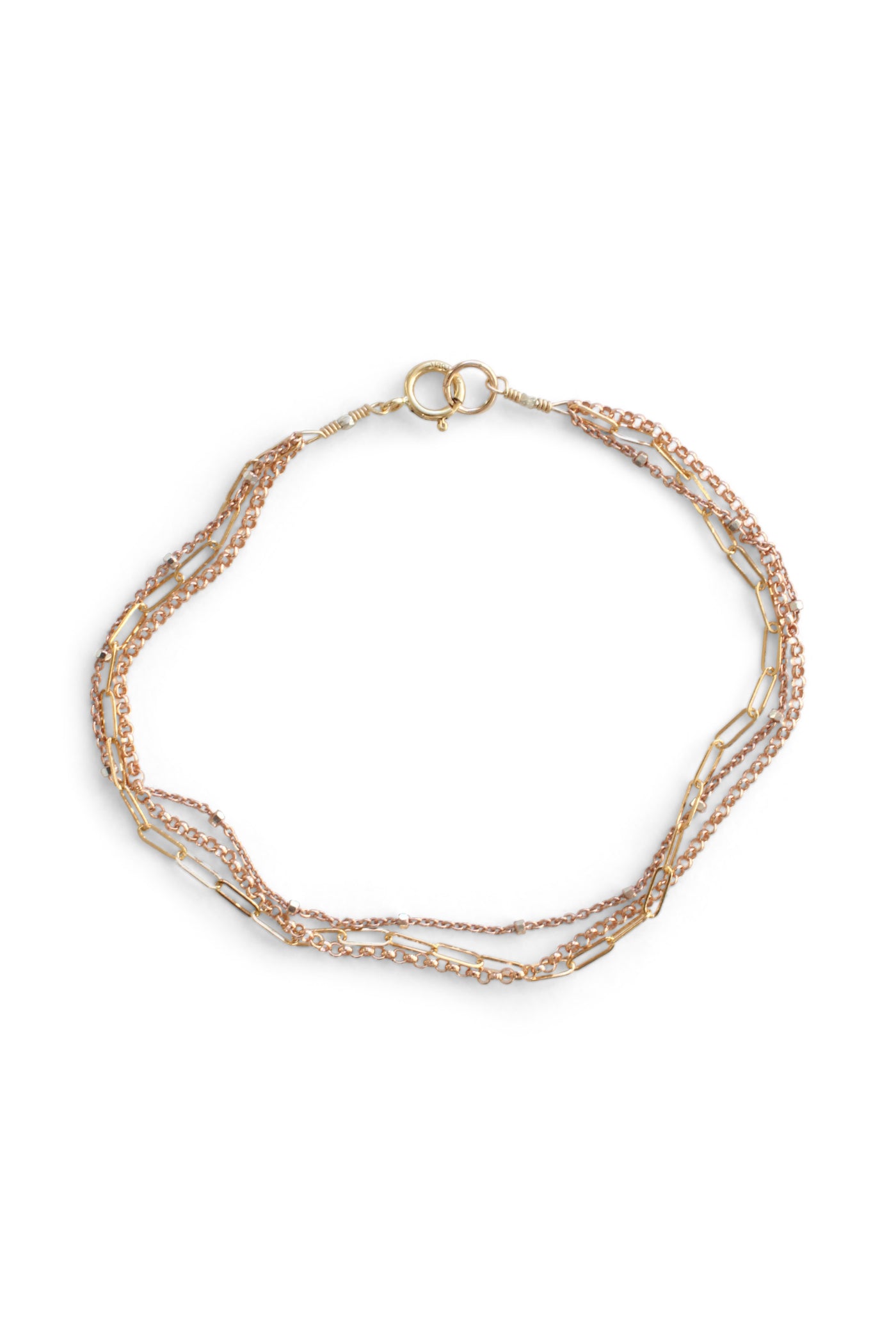 Delicate Triple Strand Bracelet | Mixed Metal Bracelet | REBECCA SCOTT JEWELRY | Handmade Jewelry | Feminine Jewelry