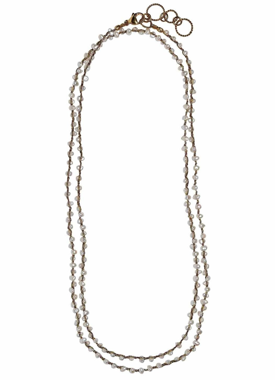 Woven Long Necklace in Pearl | Cluster Weave