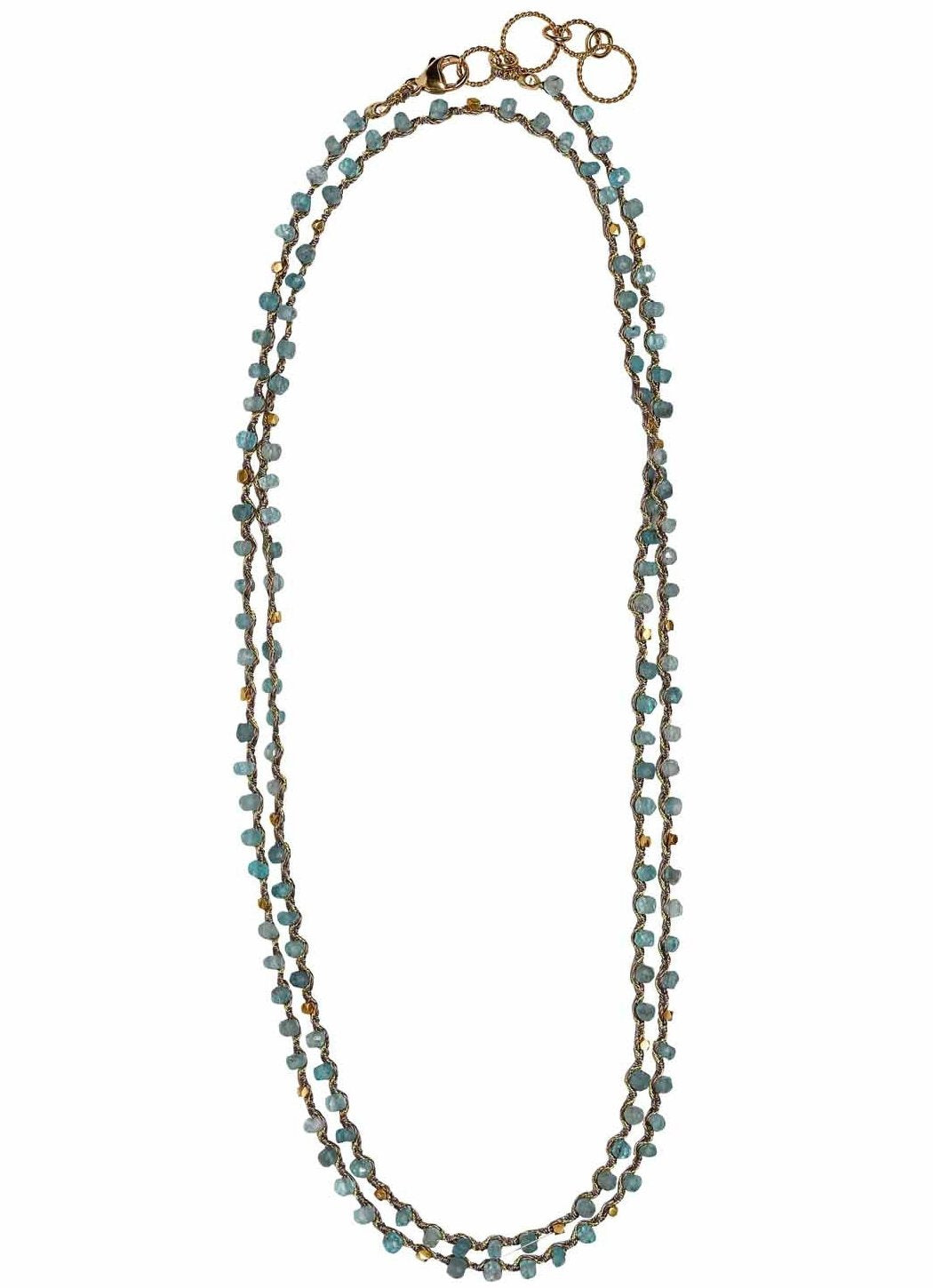 Woven Long Necklace in Apatite | Patterned Weave