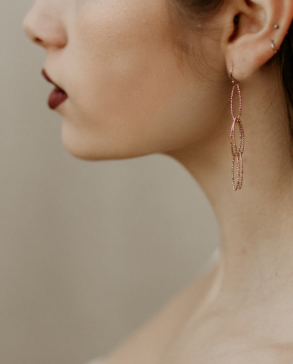 Marquise Link Earrings X-Long | Rebecca Scott Jewelry | Long dangle earrings | modern earrings | Long earrings | rose gold 