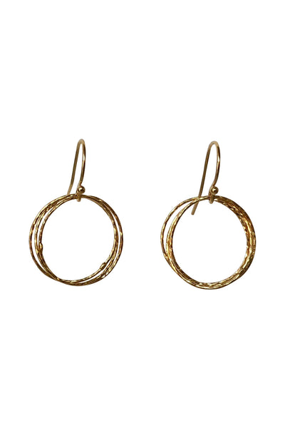 Triple Ring Drop Earrings in Gold