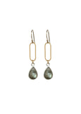Gold Box Link Drop Earrings with Moonstone