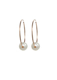 Gold Hoop Earrings with White Pearls