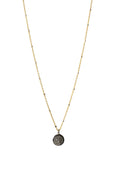 Pave Diamond Oxidized Disc Pendant Necklace | Rebecca Scott Jewelry | Feminine Modern Jewelry