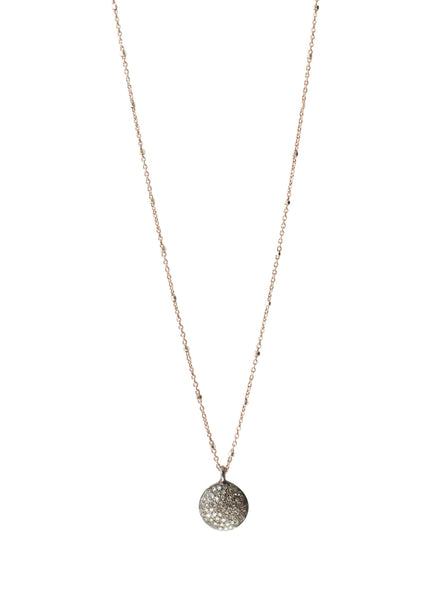 Pave Diamond Disc Charm Necklace Large