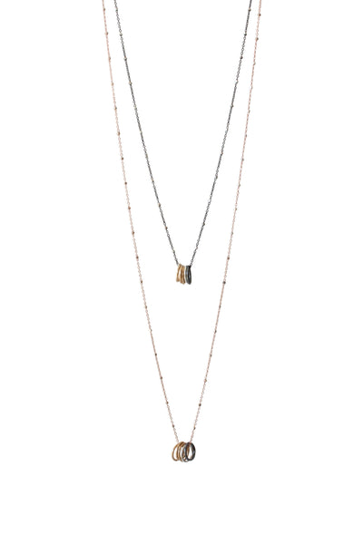 Ring Necklace | Everyday Necklace | Rebecca Scott Jewelry | Mixed metal jewelry | Boho Style | minimal style | handmade jewelry | modern jewelry | rose gold | simple jewelry