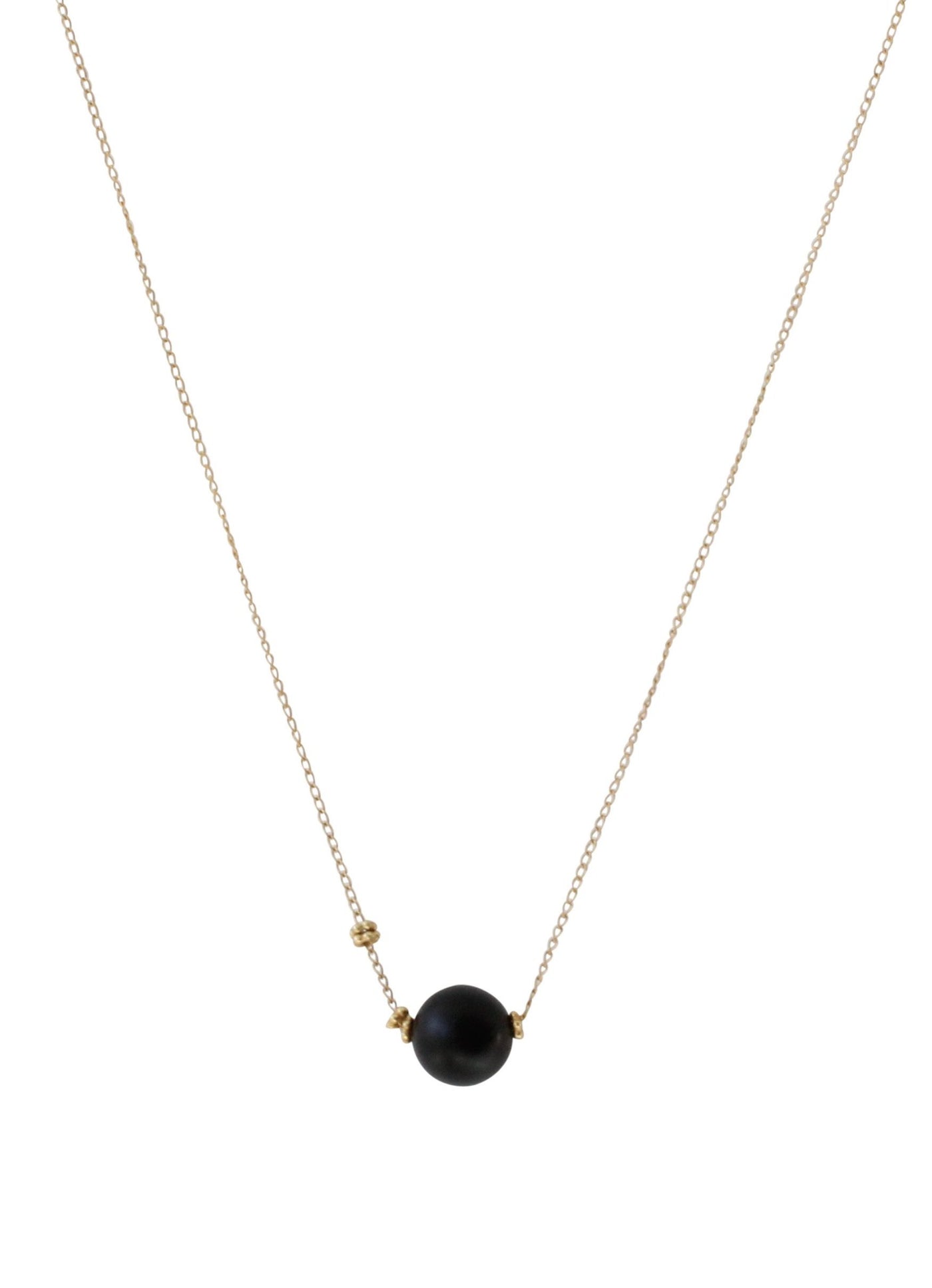 Simple Ball Drop Necklace | Handmade Necklace | Rebecca Scott Jewelry | Black Onyx | Everyday necklace | Minimal jewelry | minimalist style | elegant jewelry | fine jewelry | gifts for women | handmade gift | ethically made jewelry | 
