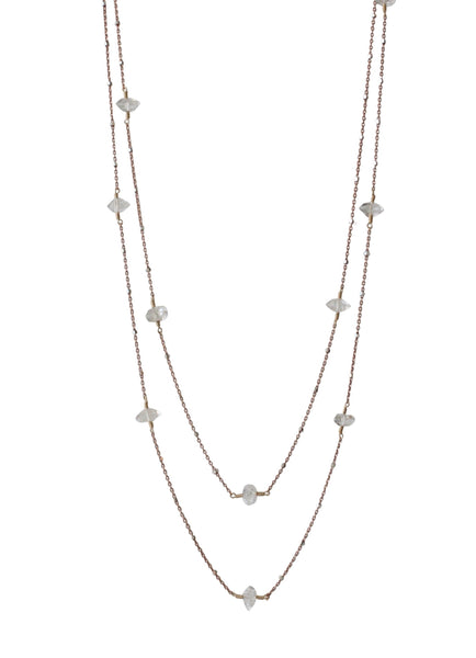 Herkimer Diamond Necklace | Long Necklace | REBECCA SCOTT JEWELRY | Rose Gold necklace | Layering necklace | Bridal Jewelry | Feminine Jewelry