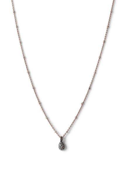 Pave Diamond Tear Drop Charm Necklace