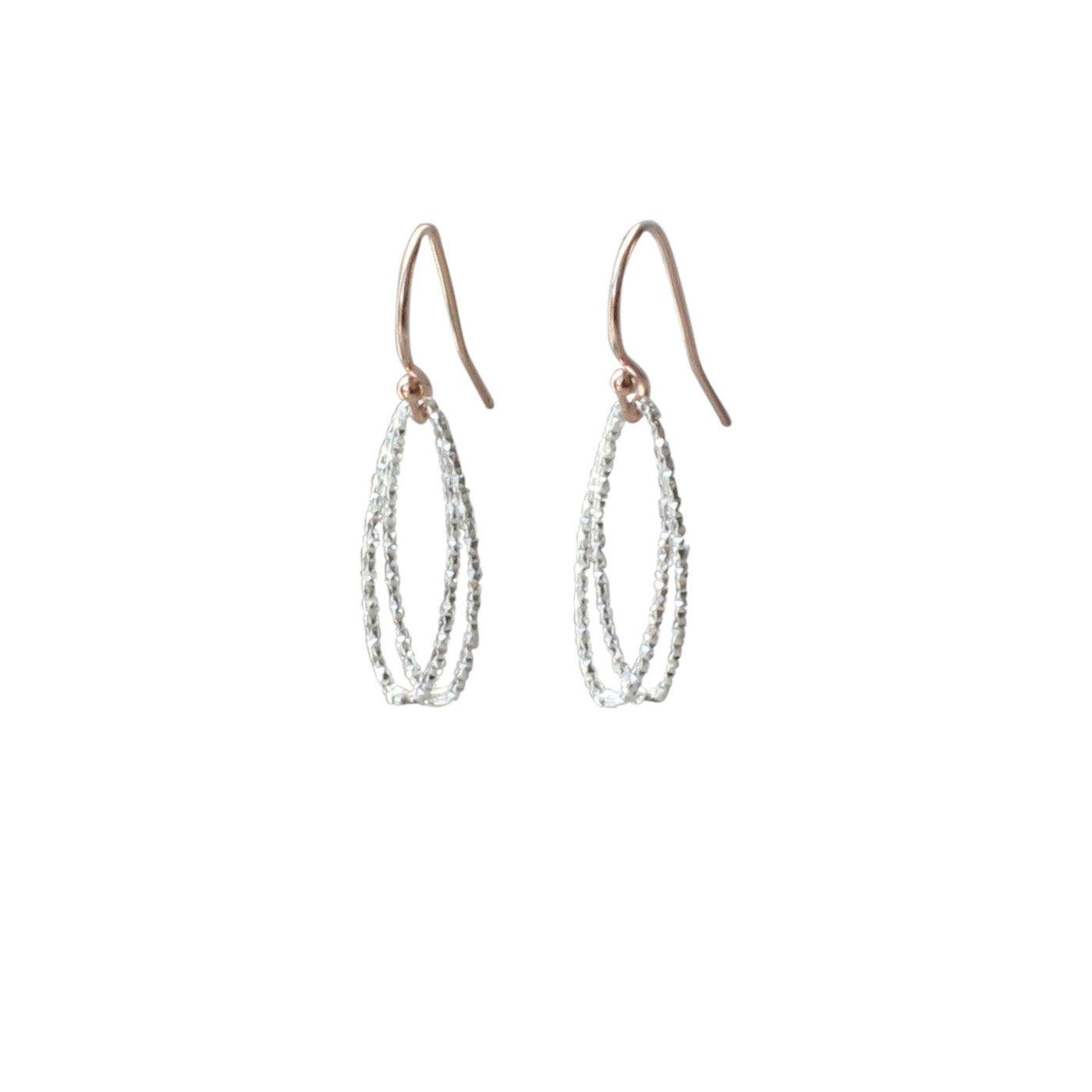 Marquise Link Earrings in White Silver