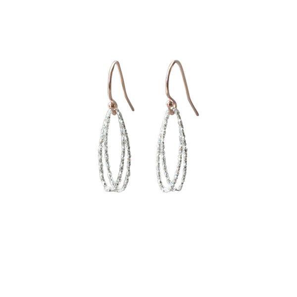 Marquise Link Earrings in White Silver
