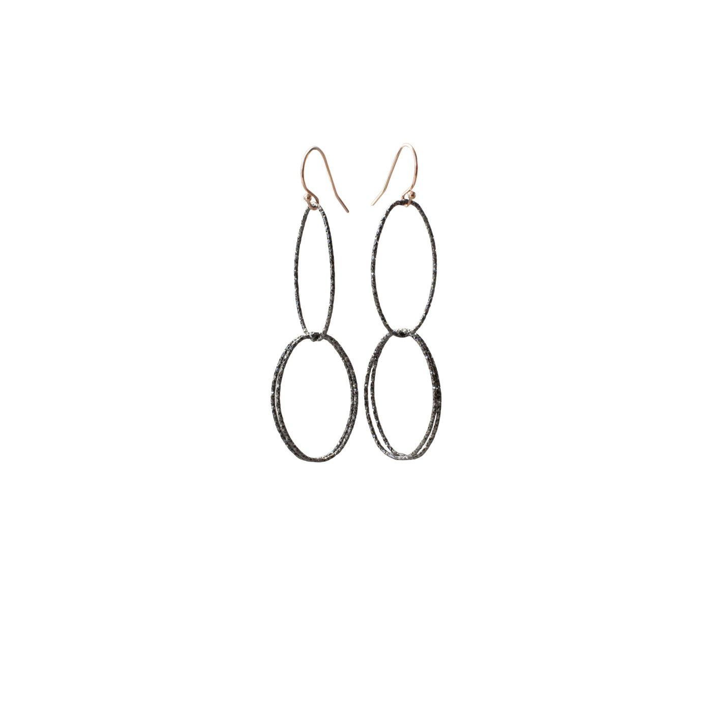 Long Link Earrings | Double Hoop Earrings | Rebecca Scott Jewelry | Black | Oxidized Silver | Special Occasion Jewelry | Statement Jewelry | Simple minimal jewelry | simple long hoops 