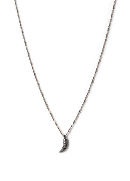 Pave Diamond Horn Charm Necklace