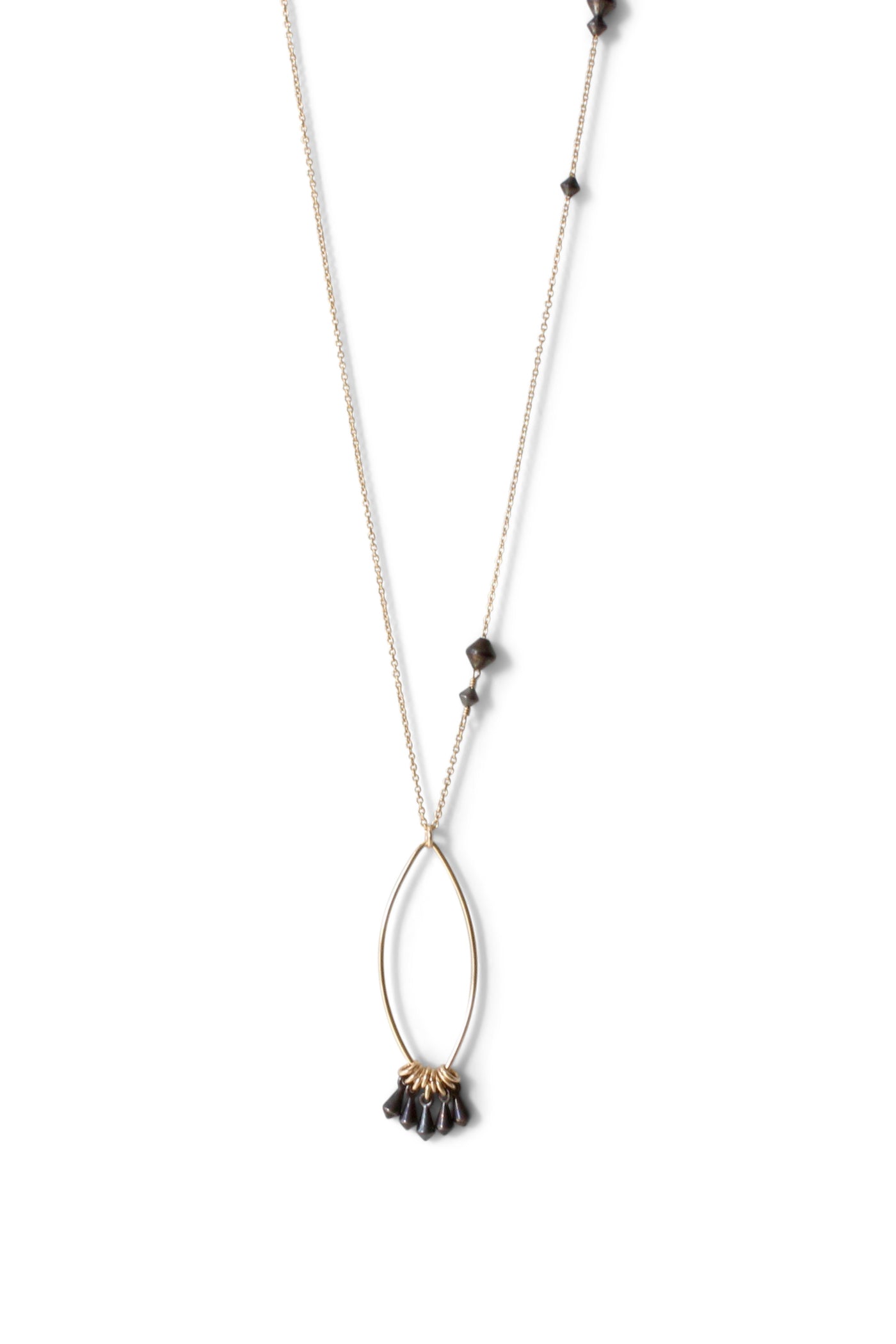 Marquise Link Pendant Necklace with Kite Drop Long