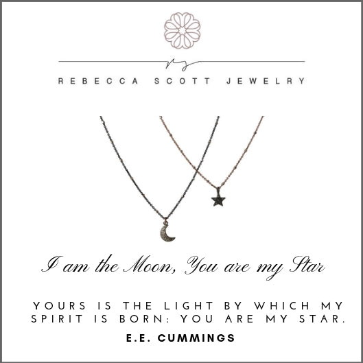 Moon Necklace | Gift for Daughter | Mother Daughter Gift Set | Grandmother Granddaughter Necklace Gift Set | Star Necklace | Rebecca Scott Jewelry | Pave Diamond Star Charm| Mother Daughter Necklace | Meaningful Gift | Gift for her | Rose Gold | Made in USA