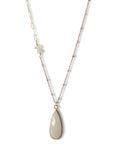 Delicate Pendant Drop Necklace  in White Moonstone