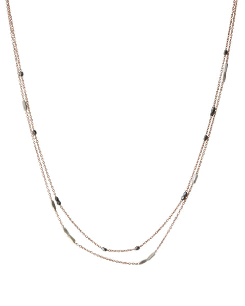 Double Strand Beaded Necklace | Delicate Layering Necklace | Rebecca Scott Jewelry | Handmade Jewelry | Handmade Gift | Everyday Necklace | Rose Gold | Silver | Fine Gold Jewelry | Delicate Necklace