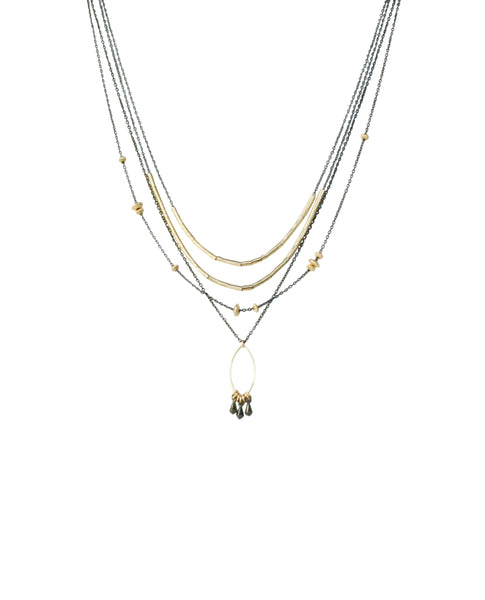 Marquise Link Pendant Necklace with Kite Drop Small
