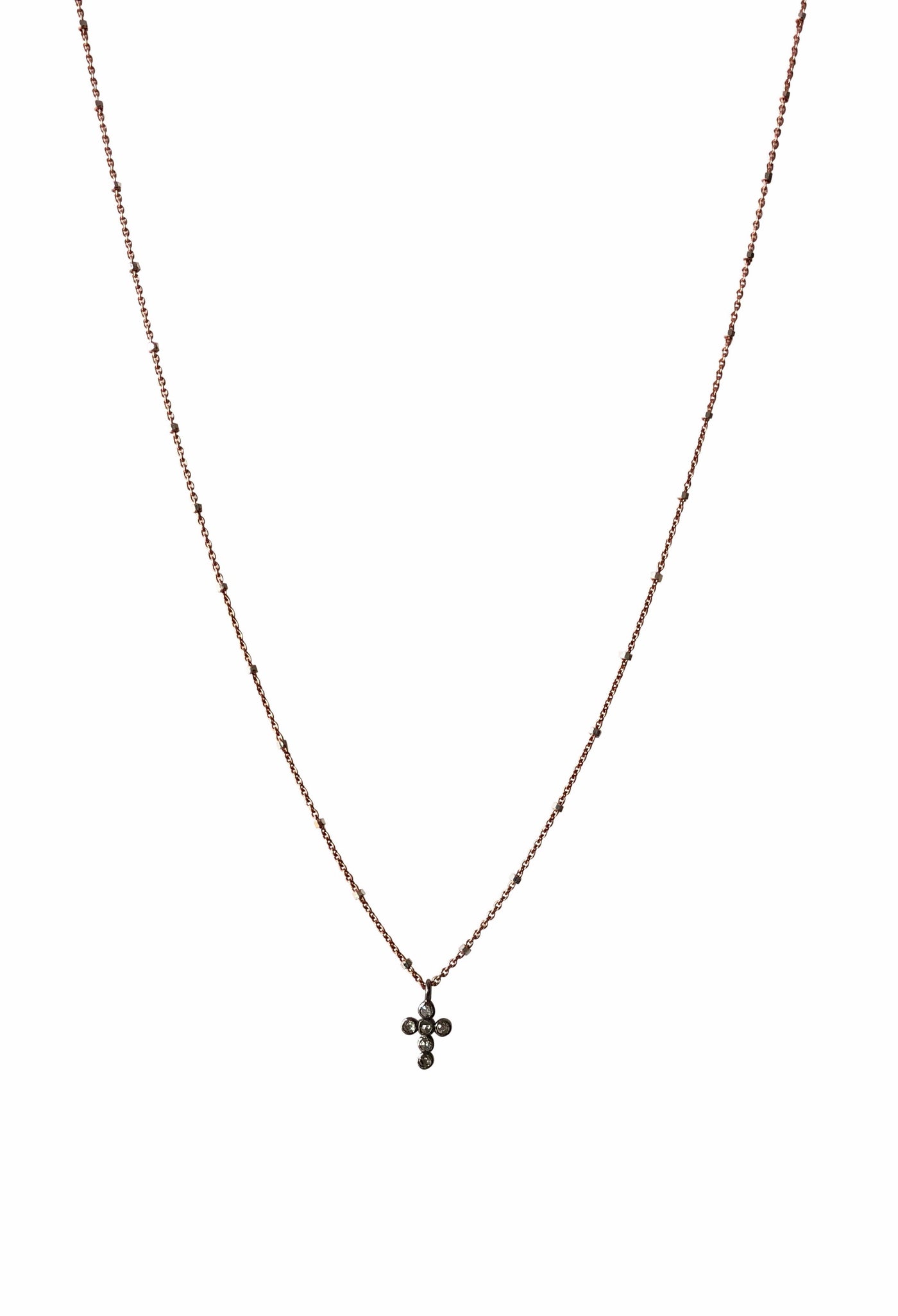 Pave Diamond Cross Charm Necklace