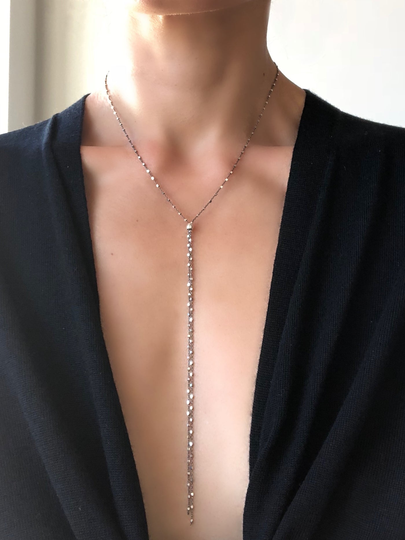 Bolo Necklace | Holiday Jewelry | Rebecca Scott Jewelry | Handmade | Made in USA | Rose Gold | Feminine jewelry | holiday gift | gift for her | oxidized silver