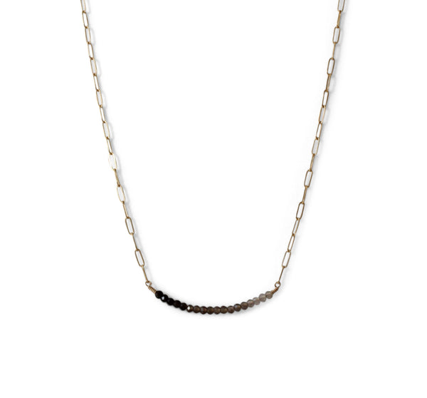Gem Bar Necklace | Rebecca Scott Jewelry | Delicate everyday jewelry | Ombre | Smoky Quartz | Handmade Jewelry