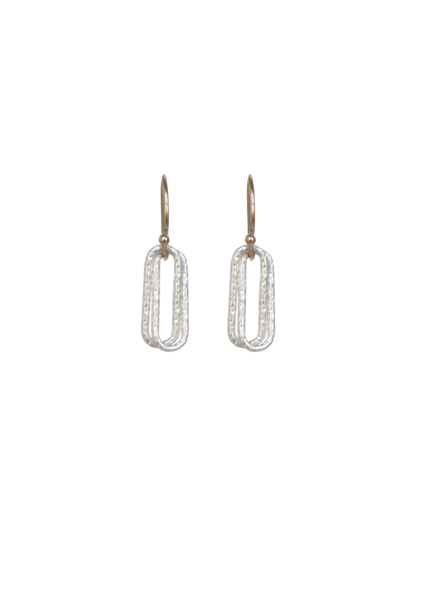 Sparkle Box Link Drop Earrings in Silver
