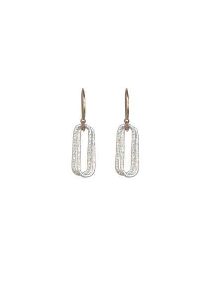 Sparkle Box Link Drop Earrings in Silver