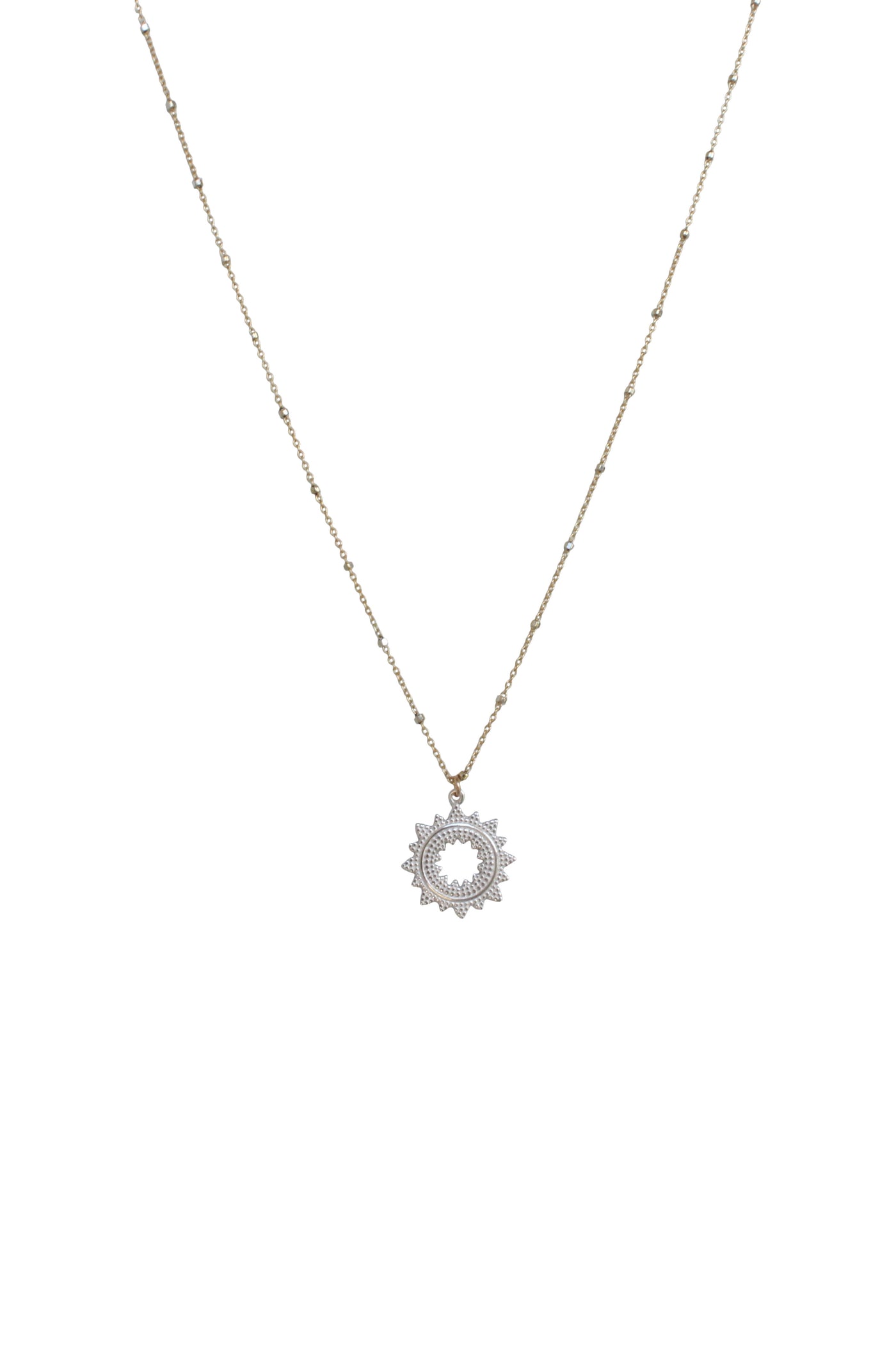 Sunburst Silver Charm Necklace